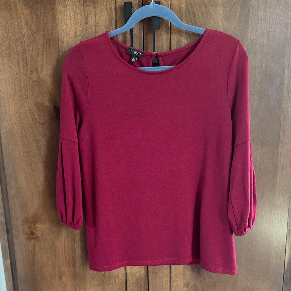 Talbots Burgundy Women's 3/4 Sleeve Sweater